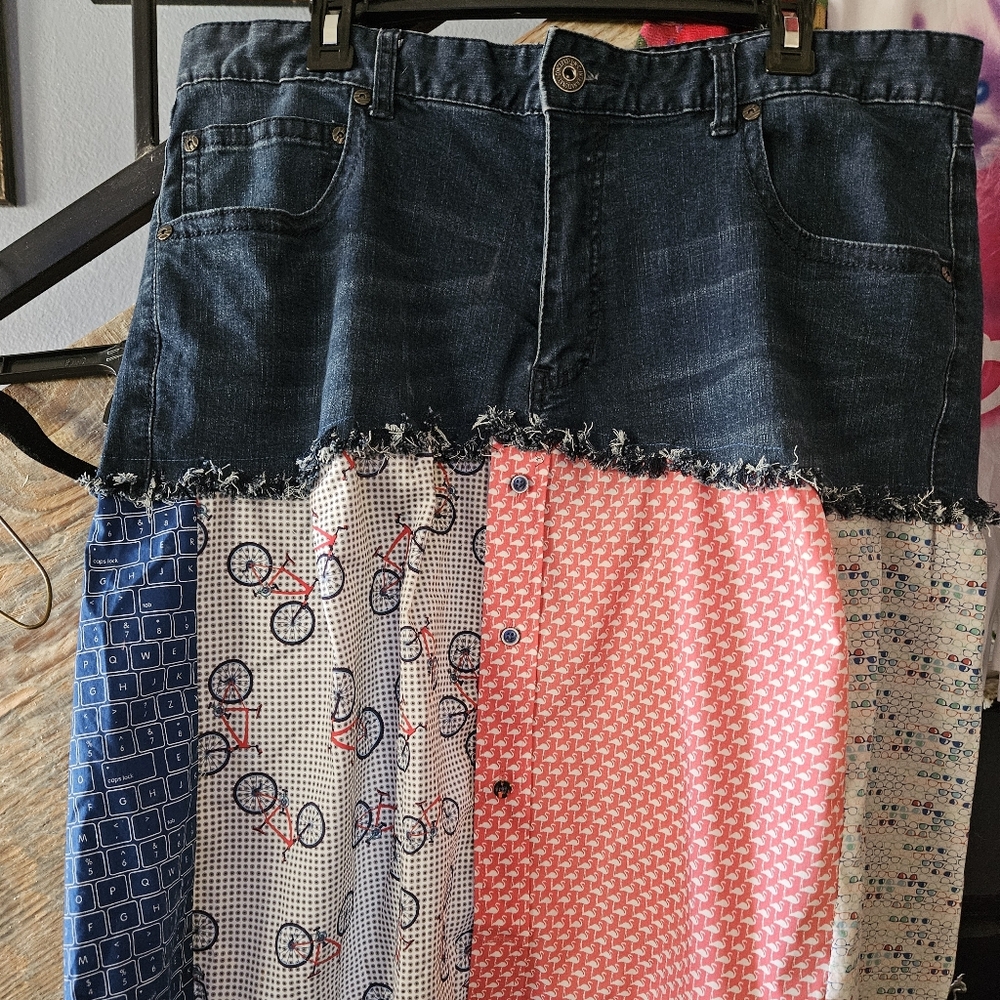 Upcycled Jeans And Shirts Skirt/Dress